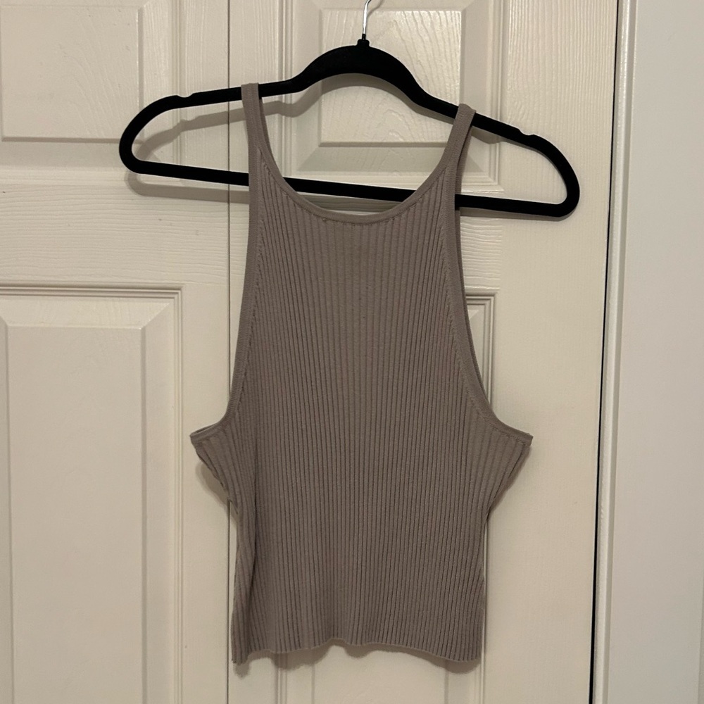 H&M Ribbed/Knit Tan Sleeveless Tank Top